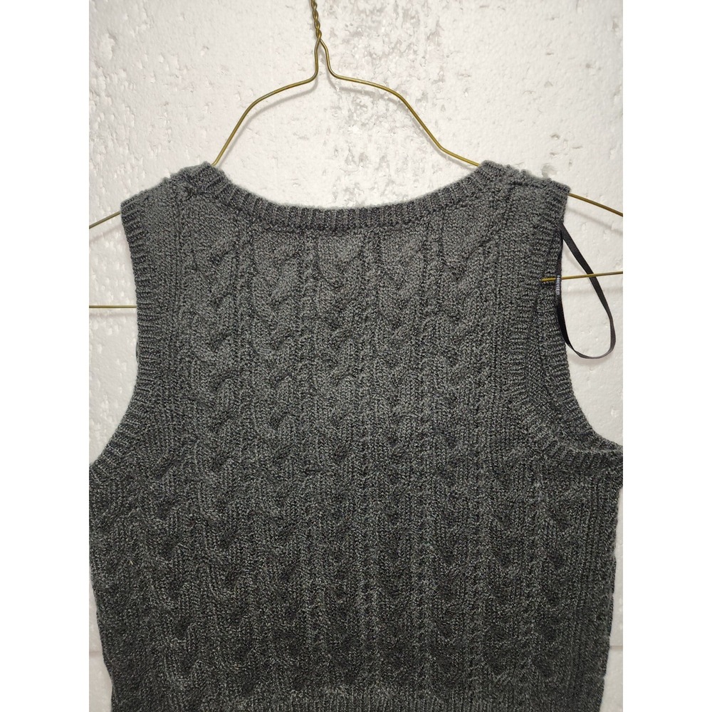 Forever 21 Sweater Top Women Large Dark Gray Knitted Sleeveless Cropped - Picture 5 of 11